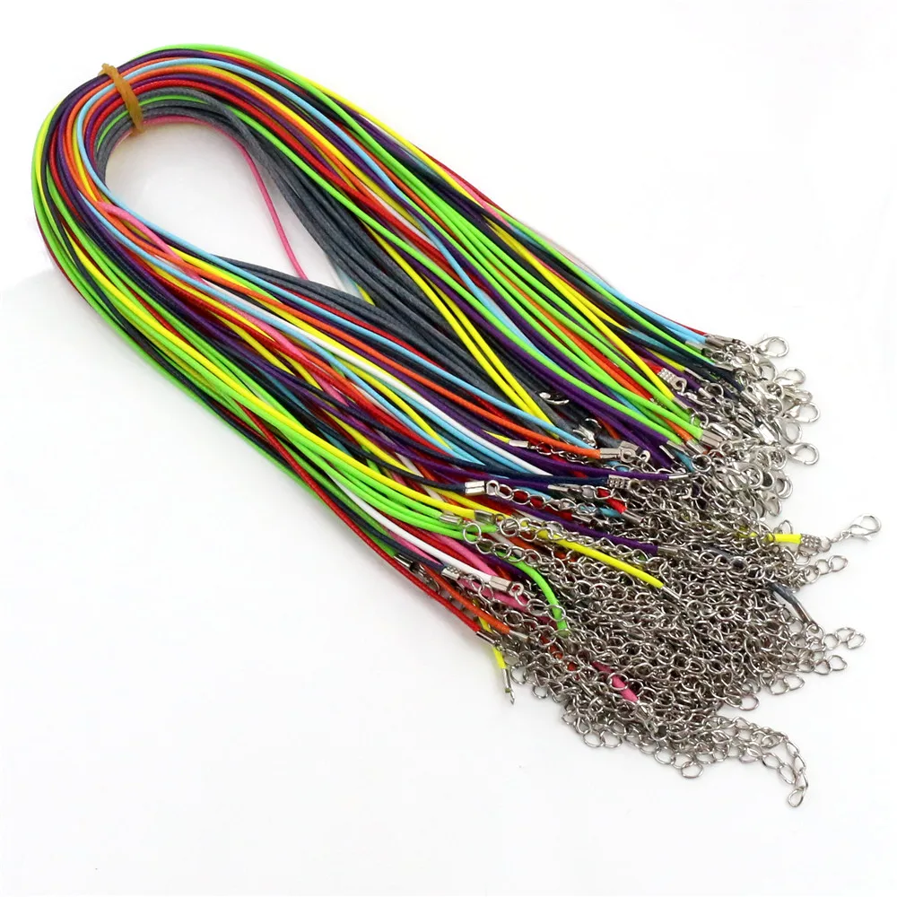 20Pcs Handmade Leather Adjustable Braided Rope Necklaces & Pendant Charms Findings Lobster Clasp String Cord