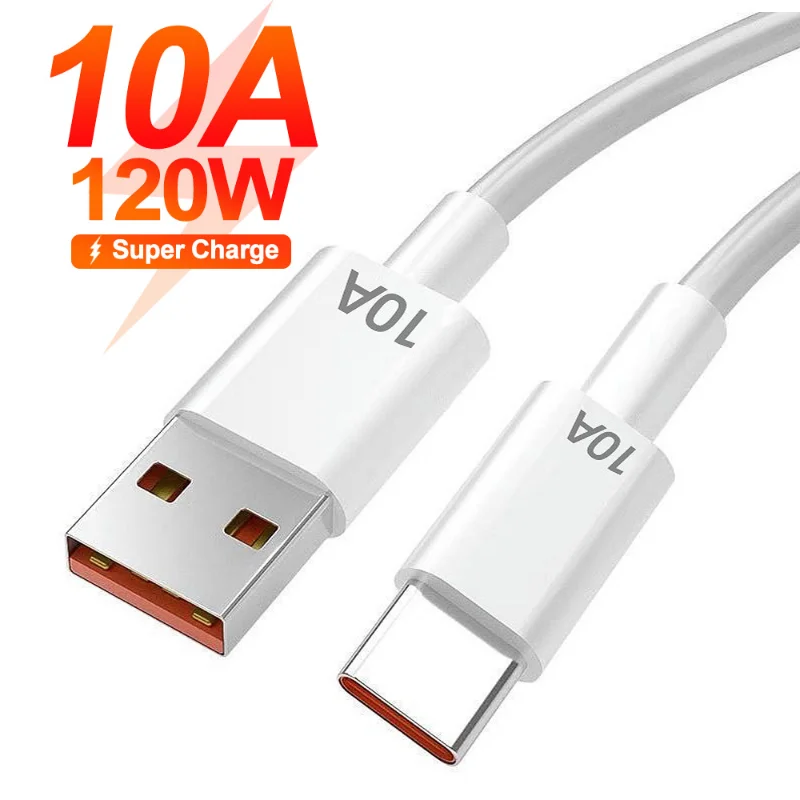 Cable USB tipo C de carga rápida, Cable de datos de 120W, 10A, para Huawei, Xiaomi, Poco, HUAWEI, USB-C