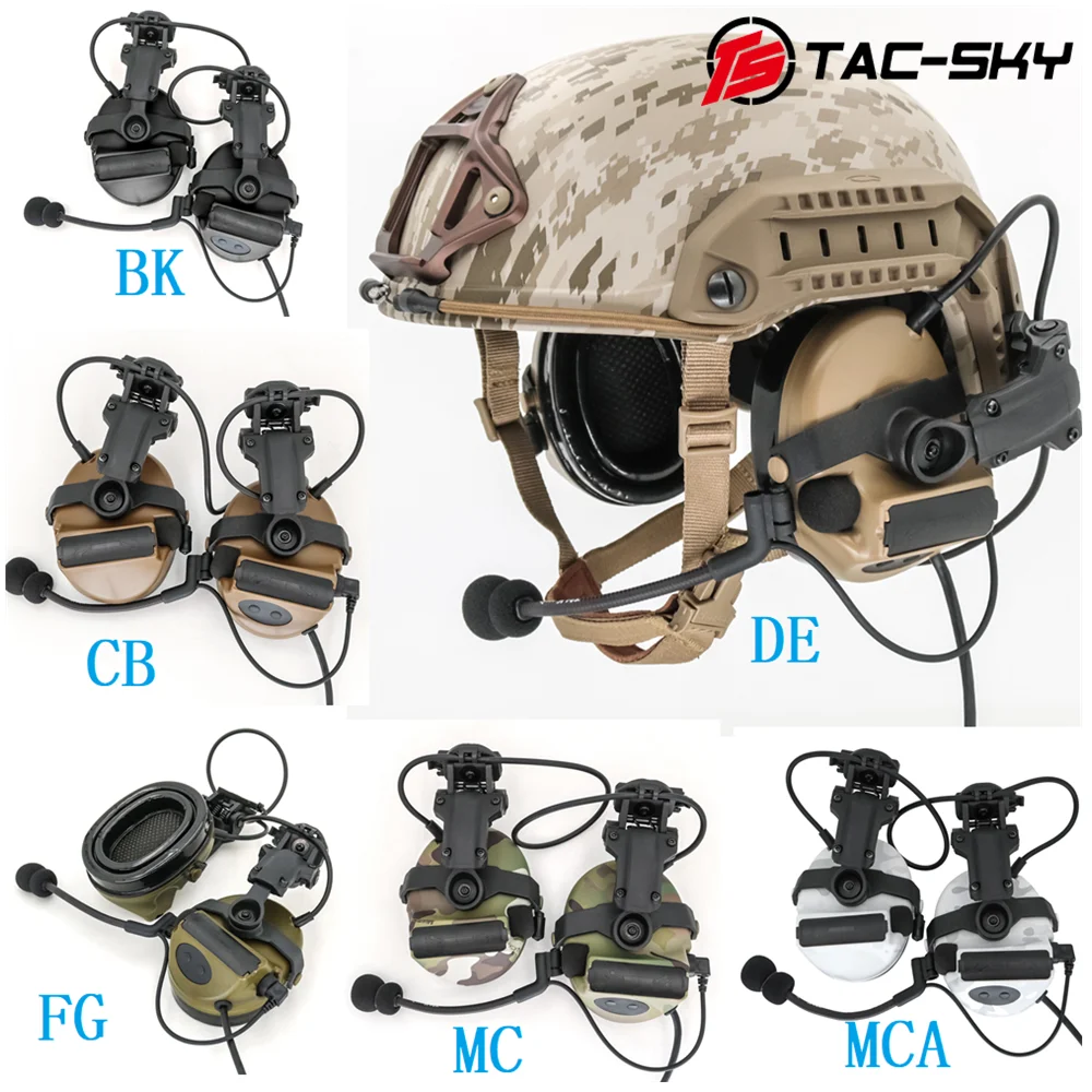 

TAC-SKY COMTAC II Тактическая гарнитура ARC Шлем Трек Кронштейн Версия Шумоподавление Пикап Защита органов слуха Гарнитура для стрельбы