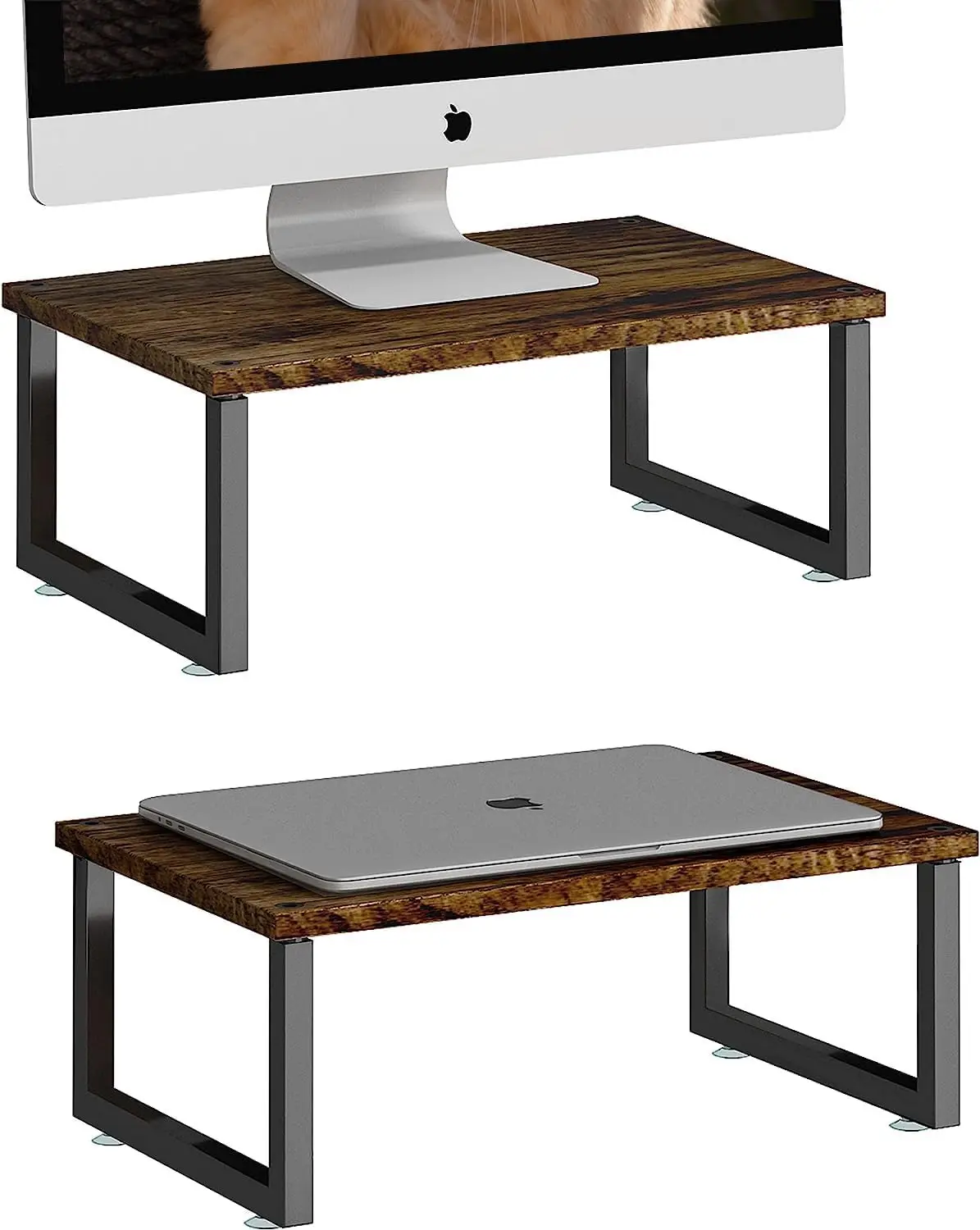 

Trending Wood Monitor Stand Riser, Desk Storage Organizer for Office Laptop and Computer in Antique Brown