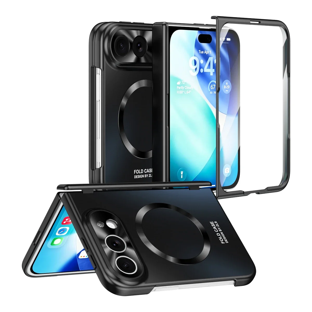 Strong Cell Phone Accessories Cover Case for Iphone DUO Wireless Charging Magnetic for Magsafe Tempered Glass Film Funda