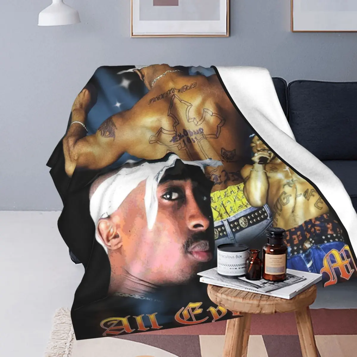 2PAC 90s Rappers Flannel Throw Blankets Blanket for Home Couch Soft Quilt