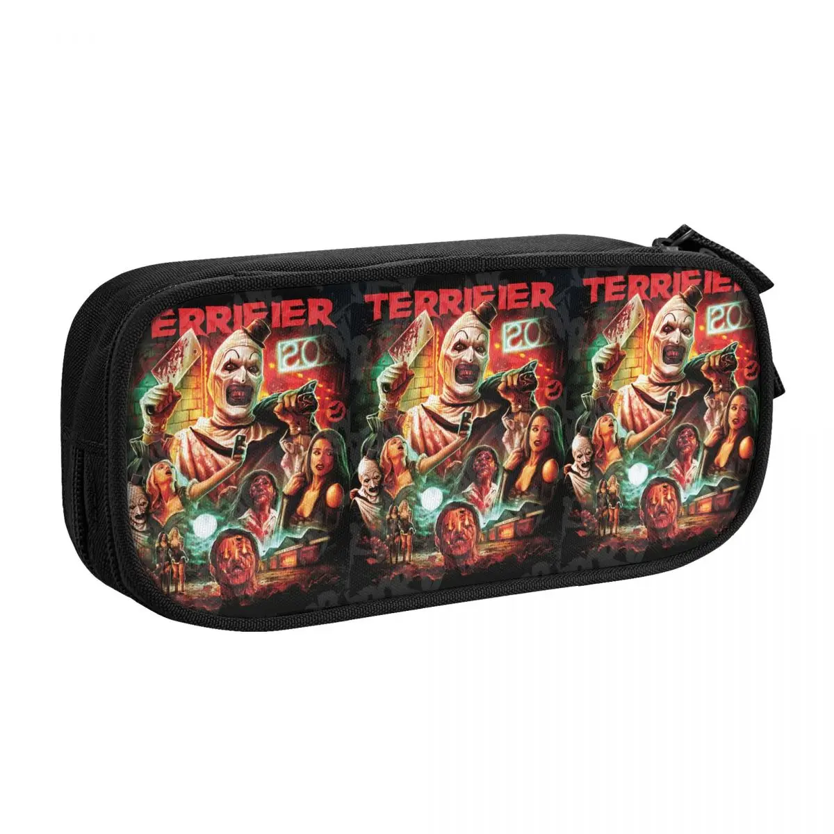 Custom Cute Horror Movie Terrifier Pencil Cases for Girl Boy Large Capacity Halloween Clown Pencil Bag School Accessories