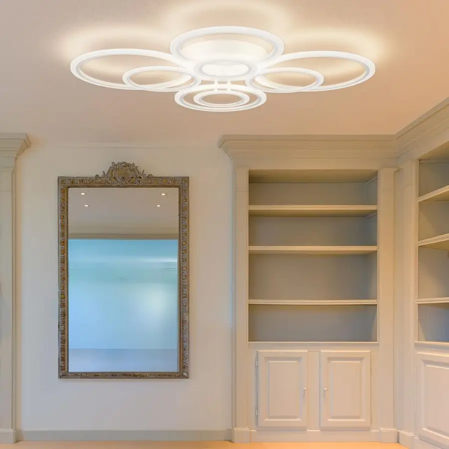 مصباح سقف LED، 23 بوصة، 3 درجات حرارة ألوان، 3348LM، سطوع قابل للتعديل، التحكم عن بعد في التطبيق، موفر للطاقة مثالي للعيش