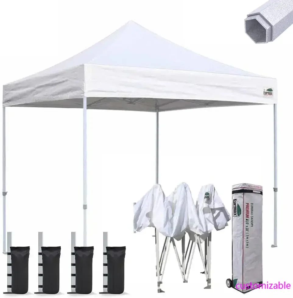 

10'x10' Pop-up Canopy Tent Commercial Instant Canopies Shelter with Heavy Duty Wheeled Carry Bag Bonus 4 Sand Bags(White)
