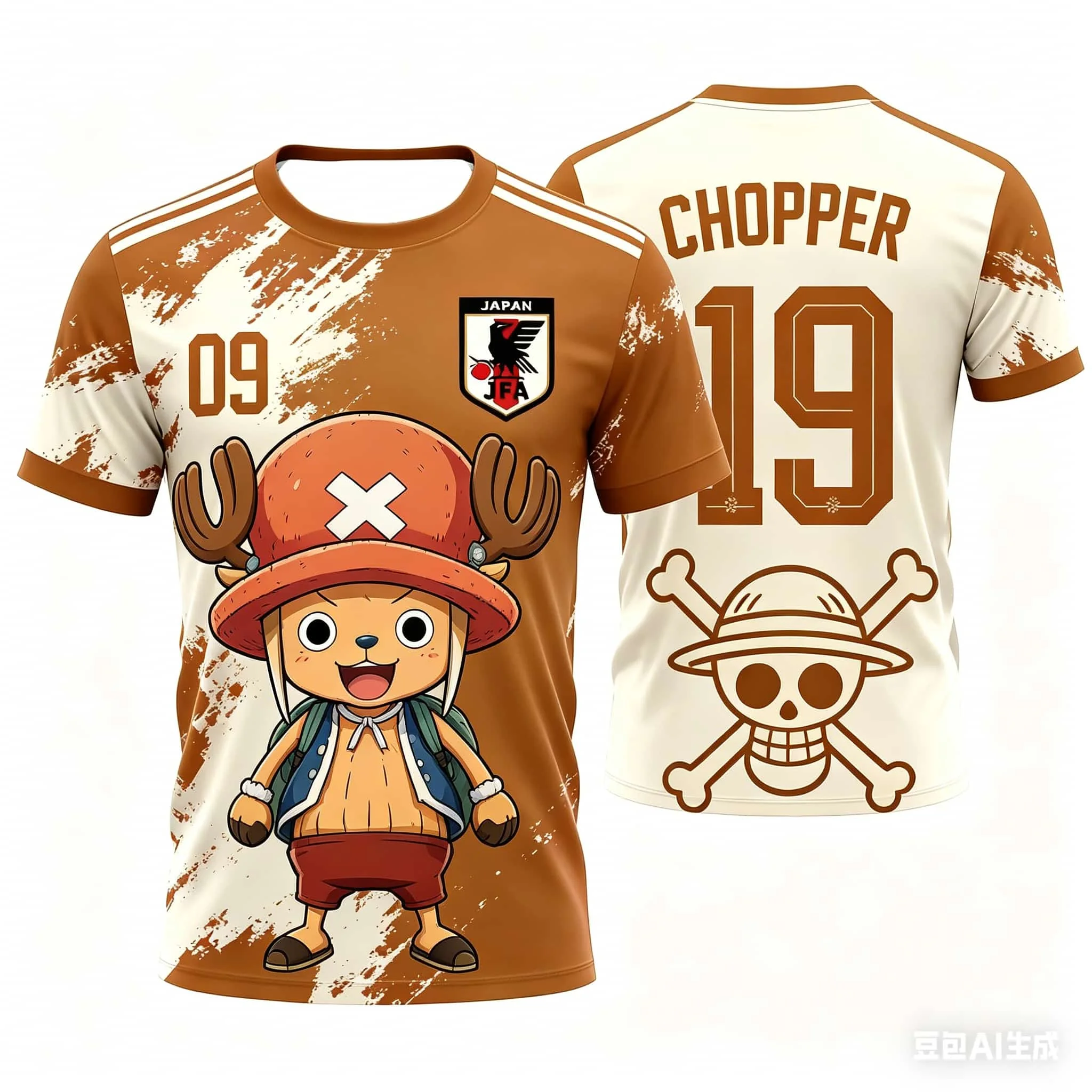 One Piece Tony Tony Chopper No.19 Japan Football Jersey Quick Dry Breathable Short Sleeve Anime Sports Tops
