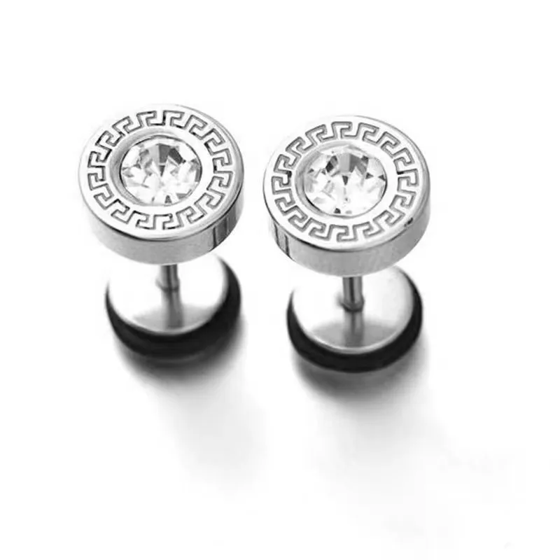 Stainless Steel Mens Stud Earrings for Men Women Ear Piercing Plugs Tunnel Plug Screw Back Earrings