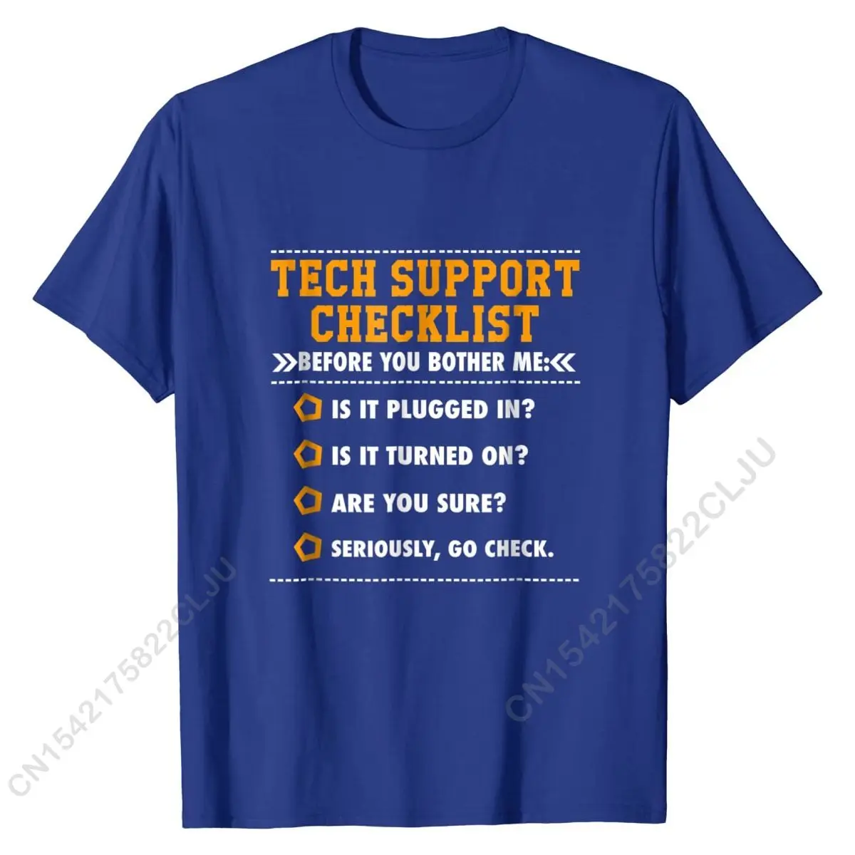 Funny Tech Support Checklist T-Shirt, Sysadmin Gift T Shirt DesignClassic Tops Shirts Prevalent Cotton Men T Shirts