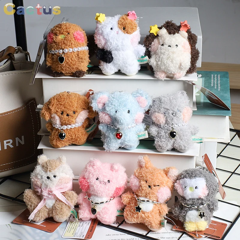 

Cute Cartoon Minini Plush Animal Keychain Couple Pendant Plush Doll Bear Fox Pig Penguin Keyring Bag Charms Bag Ornament Gift