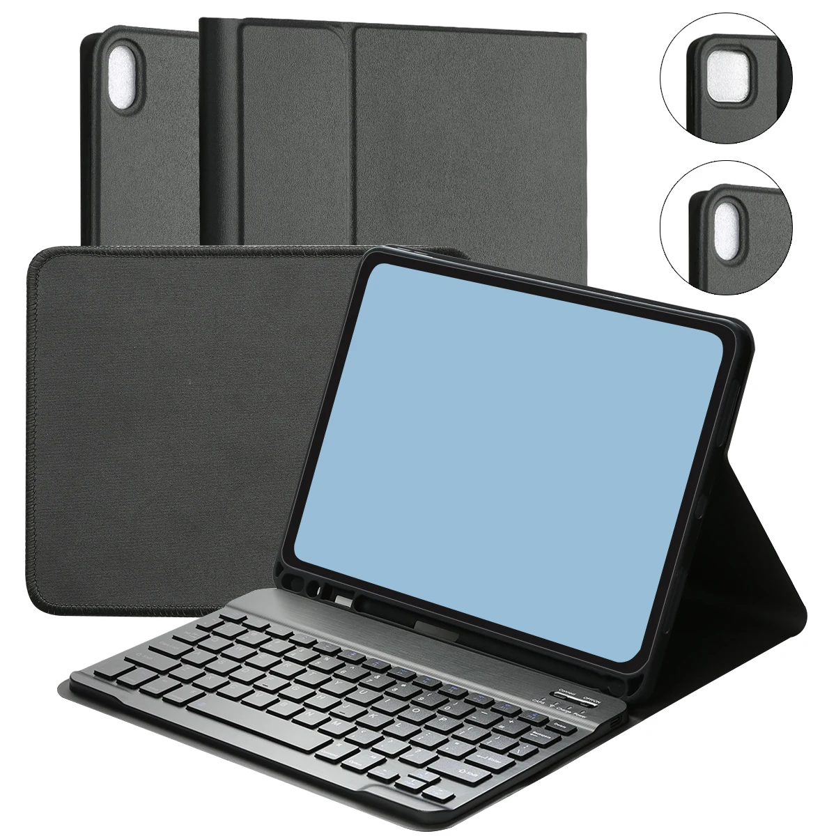 Case for iPad Air 11 iPad Pro 11 M4 M5, Detachable Folio Case with Wireless Keyboard Built-in Pencil Holder, Multi-angle Stand