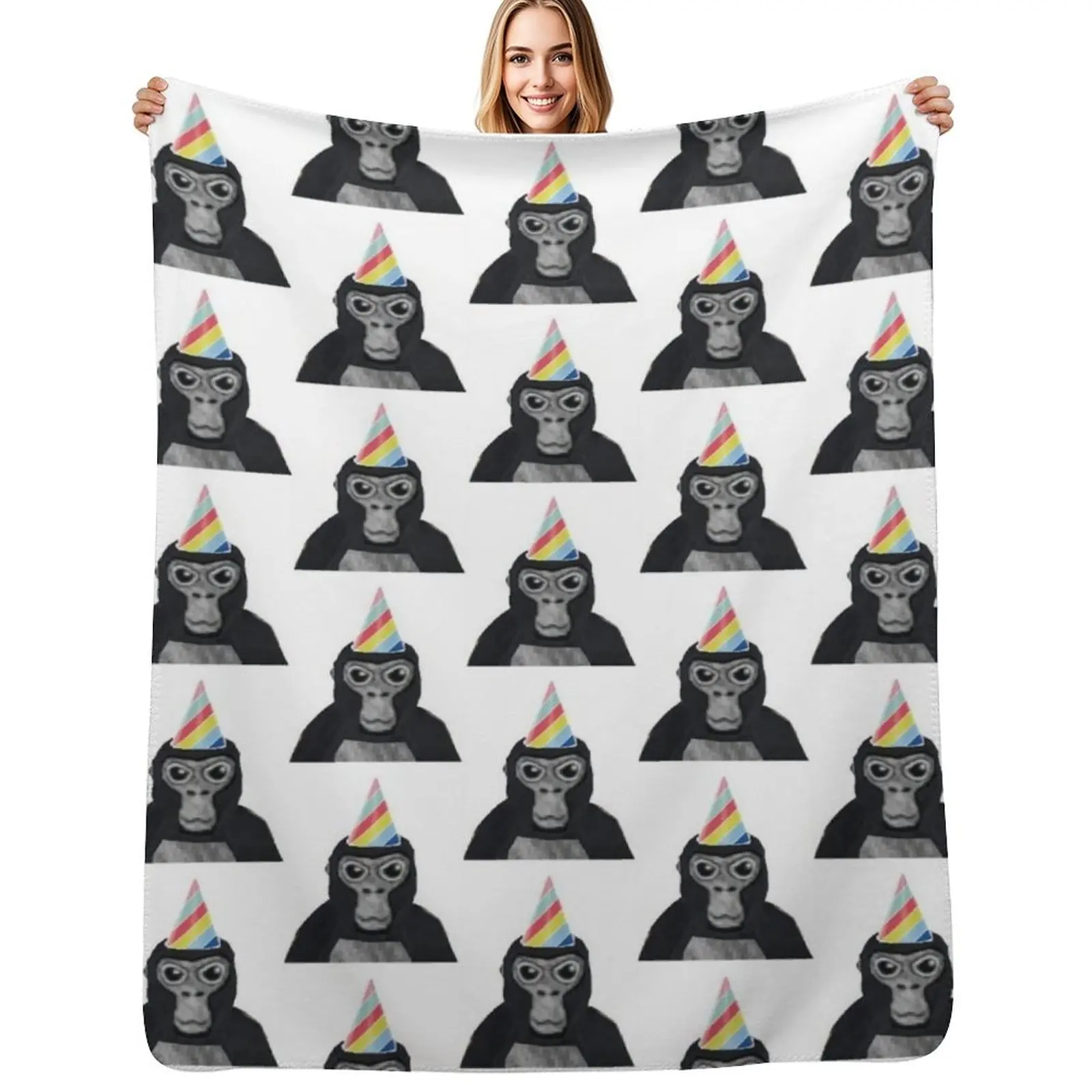 

Gorilla tag monkey with birthday hat Throw Blanket Wrinkle Resistant Lightweight Blanket