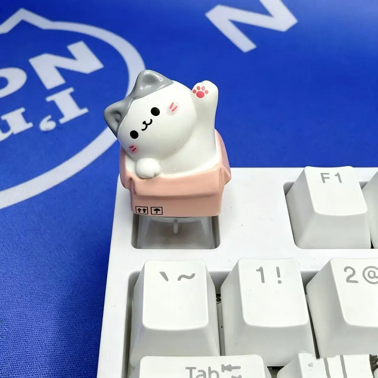 Cute Paper Box Kitten Resin Light Translucent R4 Personality 3D Sticker Light Mechanical Keyboard Cross Axis ESC Keycap