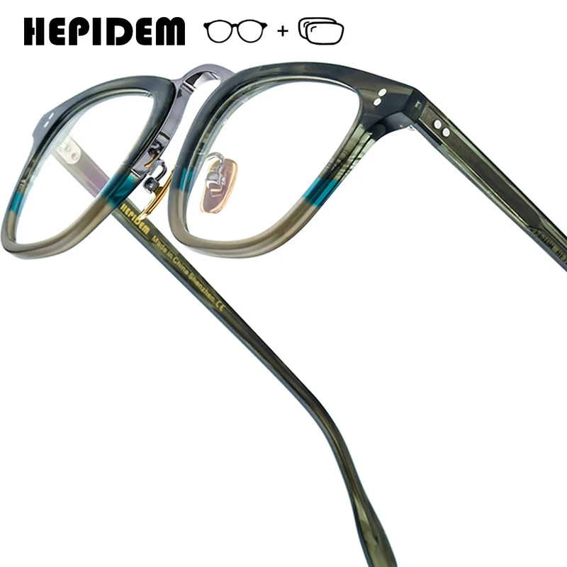 

HEPIDEM Progressive Prescription Glasses Anti Blue Photochromic Myopia Optical Lenses Eyewear Men Acetate Round Eyeglasses 9214