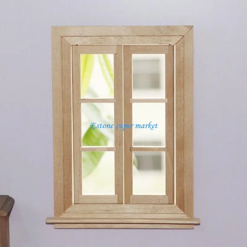090B DIY Wooden Window for Play Toy For Kids for Doll House Furniture Simulation Min