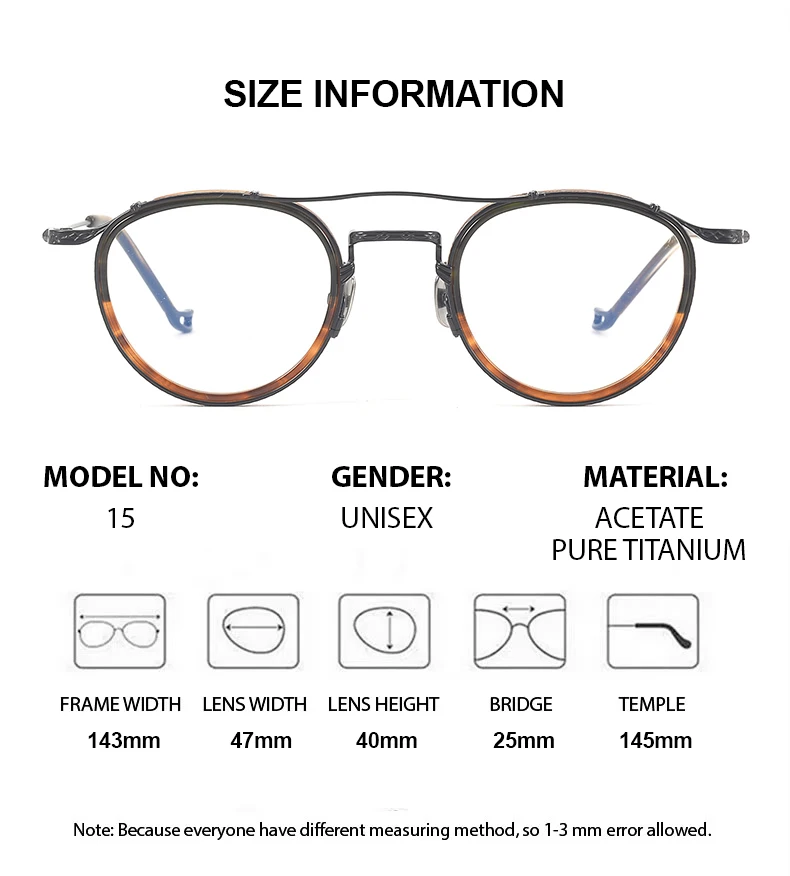 إطار نظارات طبية من تشاشما مصنوع من الأسيتات والتيتانيوم النقي، نظارات بصرية أنيقة مستديرة عصرية وخفيفة للغاية من Gafas #6