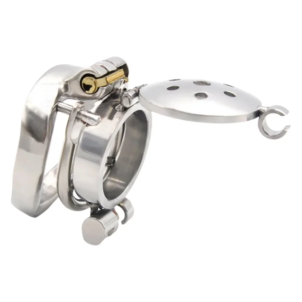 Double Lock Design  Stainless Steel Male Chastity Device,Cock Cage with Penis Plug Catheter,Penis Rings,Sex Toys For Man 18+