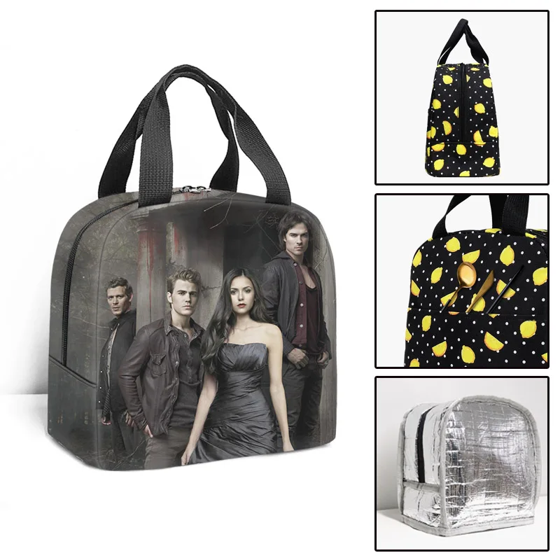 Vampire Diaries borsa da pranzo isolata Boy Girl Travel borsa termica per alimenti Tote borsa da pranzo per scuola portatile per studenti