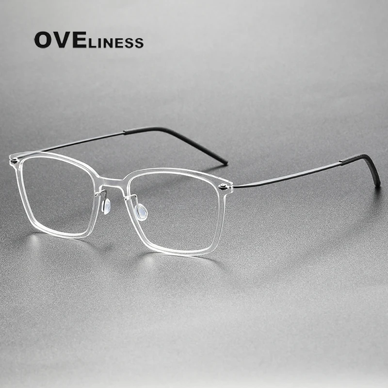 

2025 optical Square Screwless myopia Prescription Eyeglasses frames acetate Titanium Glasses Frame Men women eyewear spectacles