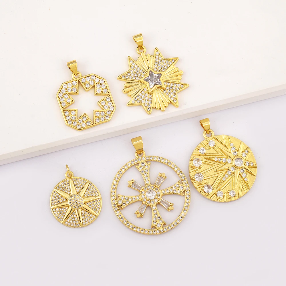 Irregular Shiny Crystal Zircon Charm Pendant DIY Necklace 5 Styles for Women Girls Jewelry Making Findings Accessories Gift