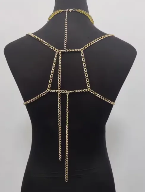 Arnês de lingerie artesanal frisado sutiã halter pescoço transparente borla oco para fora topos corpo beachwear exagerado frisado pescoço sutiã