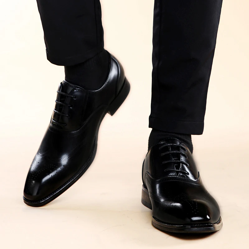 Leisure business Men\'s leather shoes Lace up style Fashion designer Wedding Fashion Party Outdoor Walking shoes Plus Size 38-48