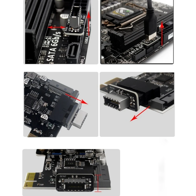 High-Quality USB Front Panel Adapter Type-E Female to USB 19 PIN Male Adapter Internal Vertical Header Splitter