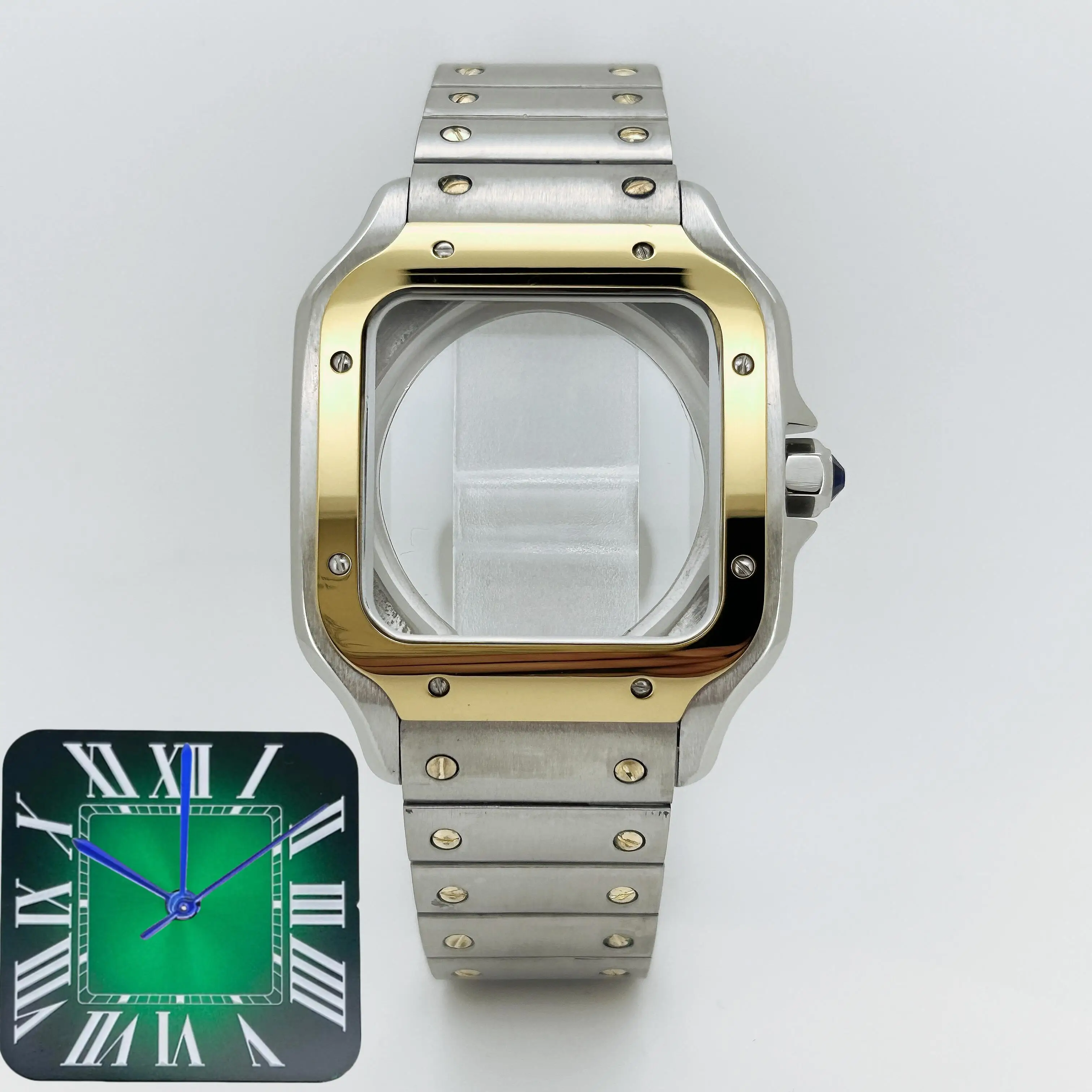 Caja de reloj cuadrada de 38mm, acero inoxidable 316L para cartieres, accesorios de reloj, piezas de modificación Santos para movimientos Sk NH35 NH36