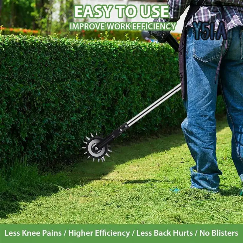 

Y51A-Wheel Rotary Edger, Manual Edger Lawn Tool,Adjustable Length With Sturdy 4-Section Stainless Steel Lawn Edger Tool
