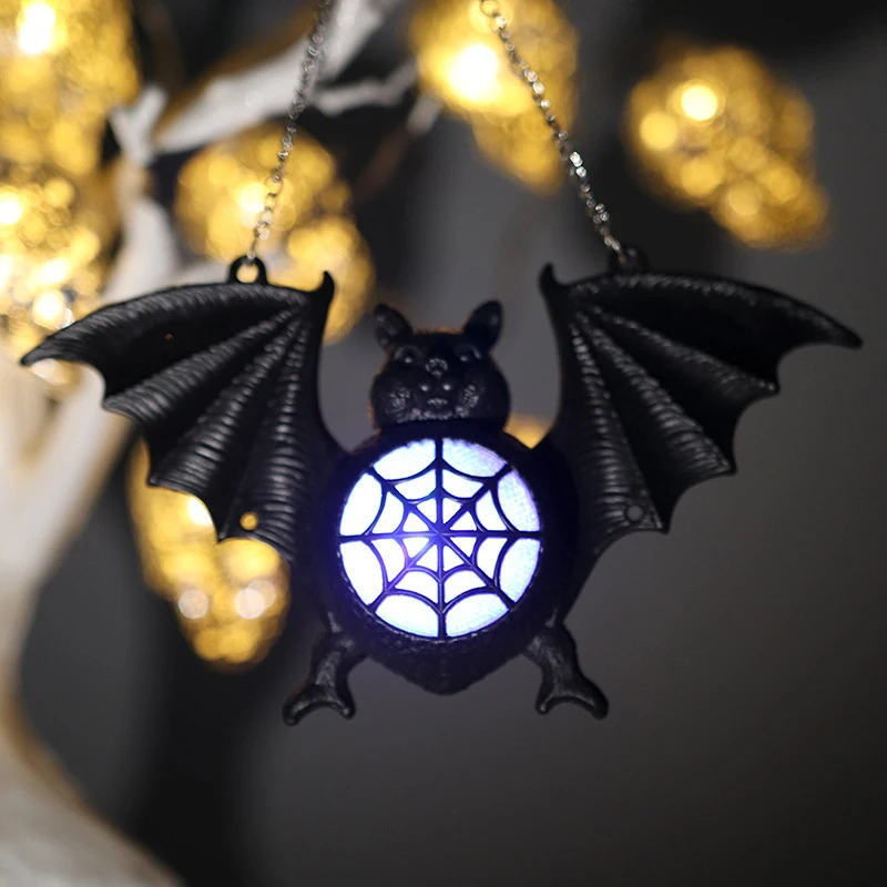 Halloween glowing bat lamp new colorful gradient plastic bat pendant hanging festival outdoor decorative props bat