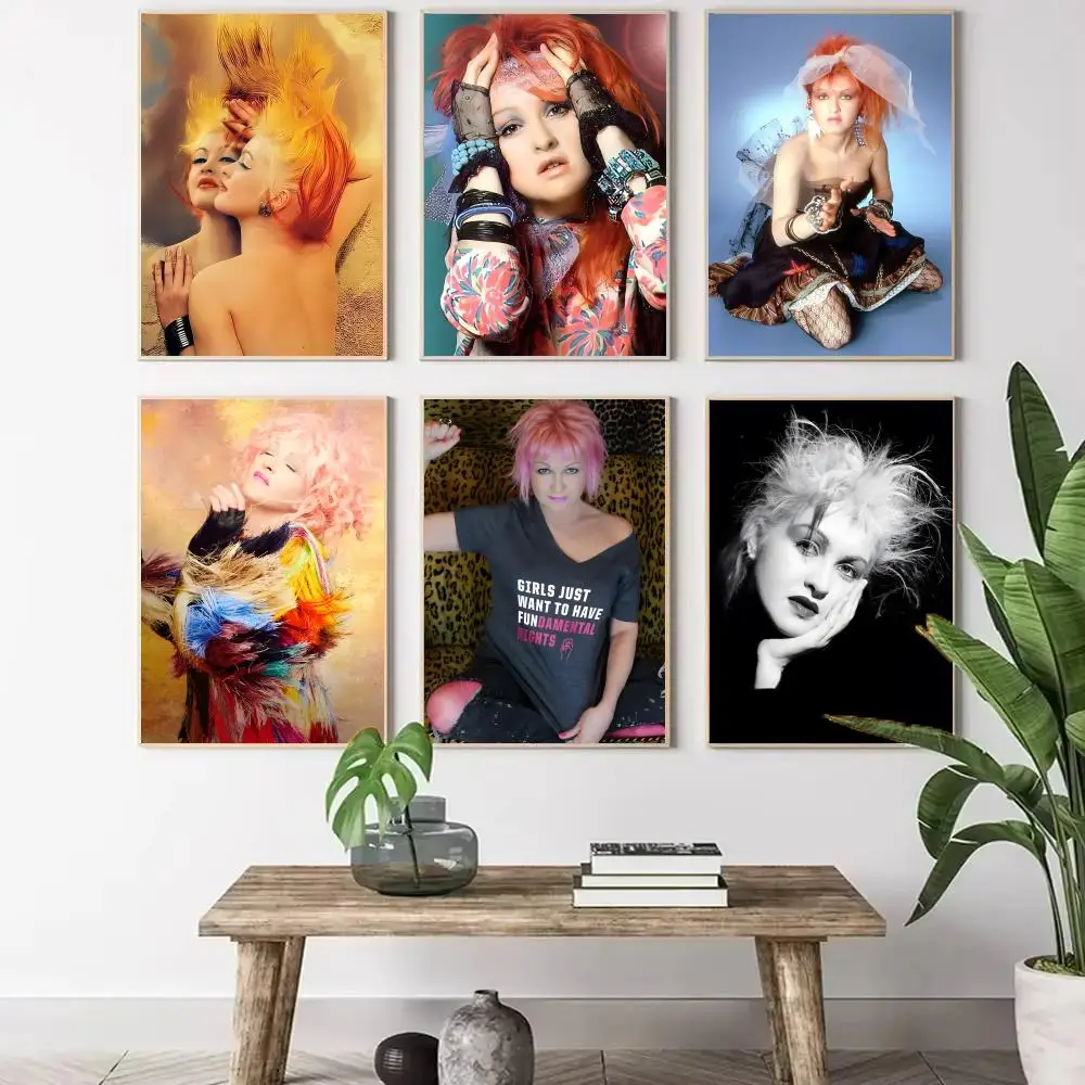 Póster de lienzo con pintura de caligrafía de la cantante C-Cyndi Lauper, arte de pared, decoración estética para el hogar, para sala de estar