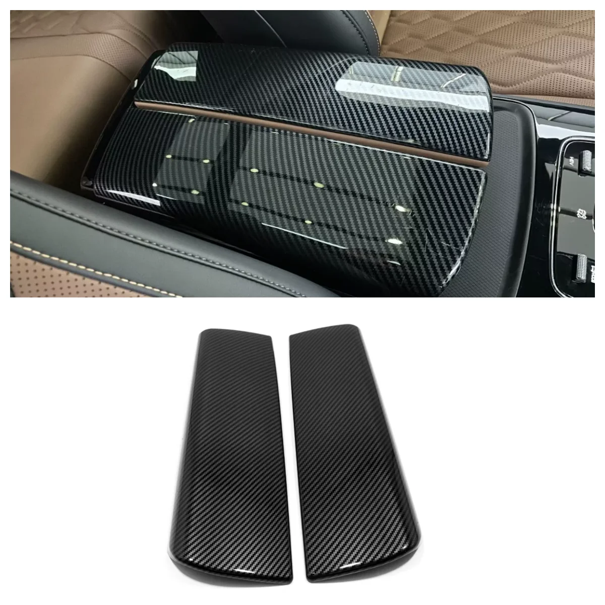 

Suitable for BYD Don 2022 2023 2024 armrest box cover ABS decoration Auto Parts carbon fibre Peach wood 2 piece set