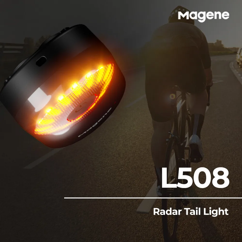 Magene L508 Radar Tail Light Bicycle Rear Brake Sensing Lamp Saddle Seatpost Ebike Waterproof LED Charging Cycling Taillight