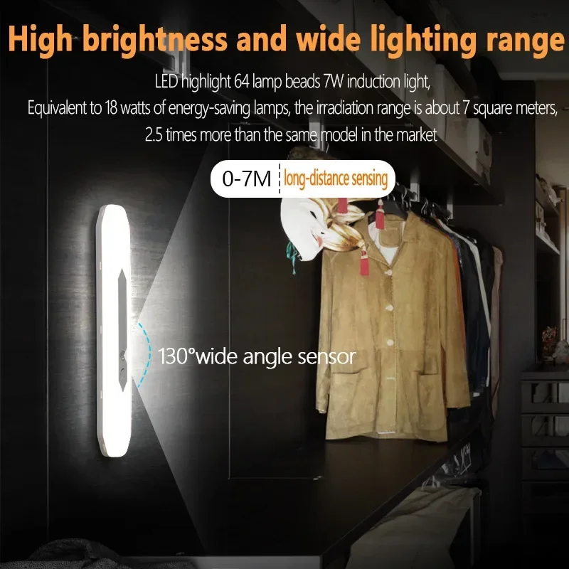 Xiaomi Night Light Led With Motion Sensor Usb Rechargeable Detector Wall Lamp With Battery 2600mAh Stepless Dimming For Bedroom