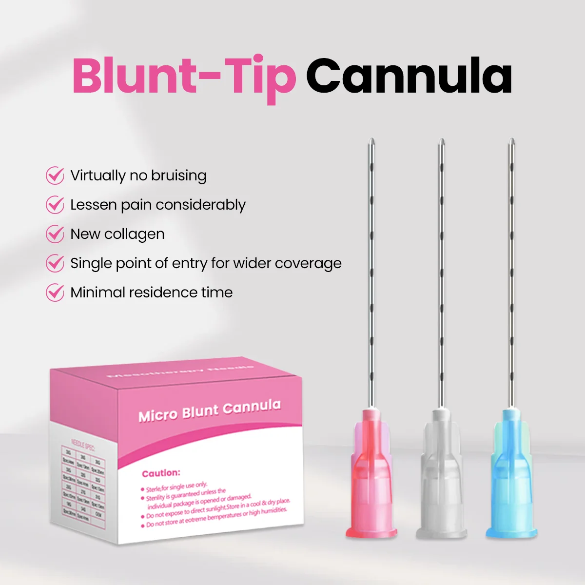 Disposable Blunt Tip Cannula Needle 18G 21G 22G 23G 25G 27G 30G 50mm 70mm Facial Nose Care Sterile Blunt Tip Microcannula