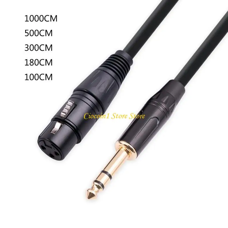 A3PC XLR Female to 1/4 6.35mm Cable Gold-plated Plug XLR to TRS Cable PVC Line