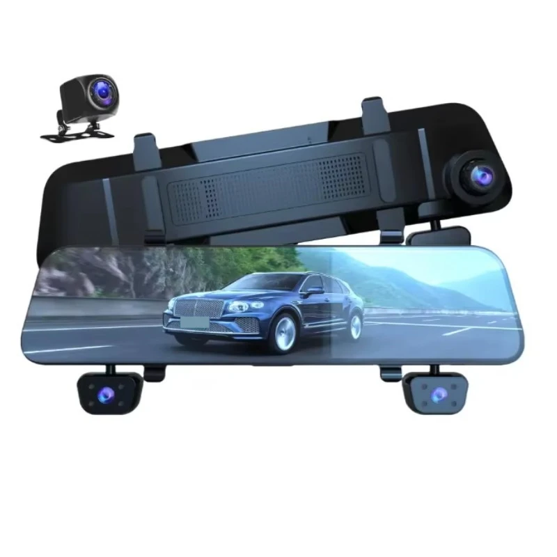 Touch Screen Full Display Streaming Mirror Rear View Camera 4CH 360 Degree Car DVR 4 Lens WiFi GPS Night Vision Loop Recording