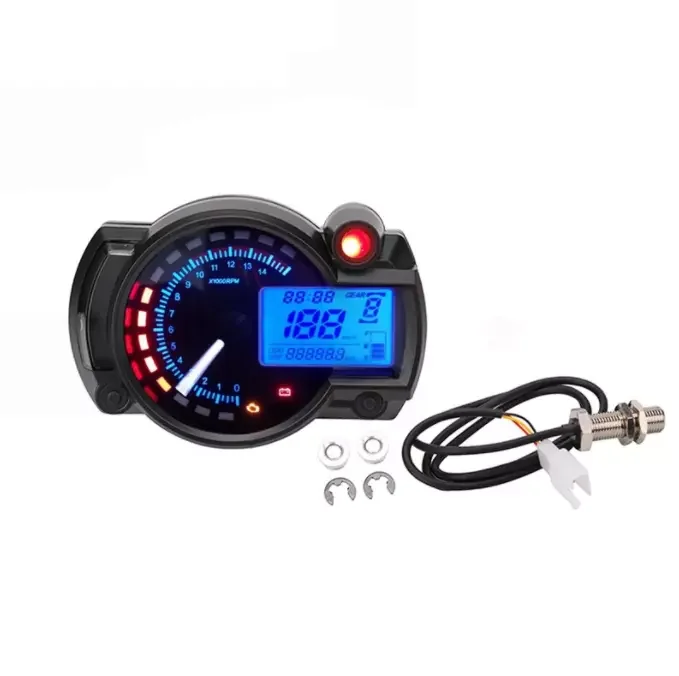 

ABS Display LCD Digital Light Odometer Speedometer Tachometer 7 colors Adjustable 15000RPM/Min Universal Motorcycle Instrument