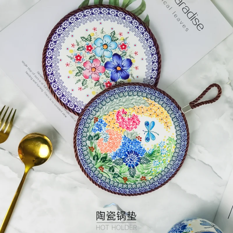 

Household round creative ceramic pot mat, heat insulation pad, high temperature tea cup mat, anti-scalding placemat