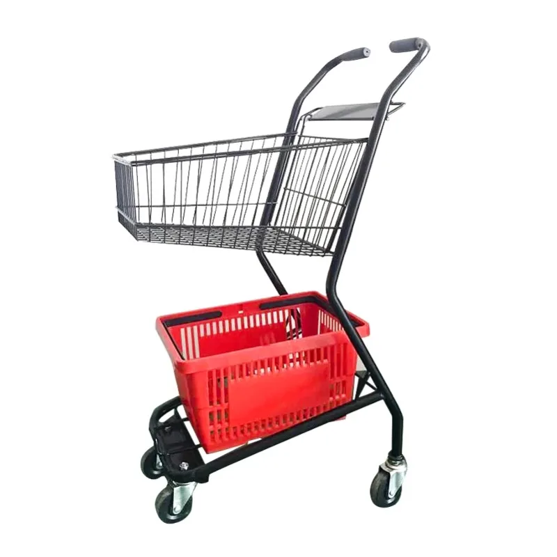 

KTV basket trolley beer beverage supermarket shopping trolley iron frame double-decker cart pharmacy warehouse truck