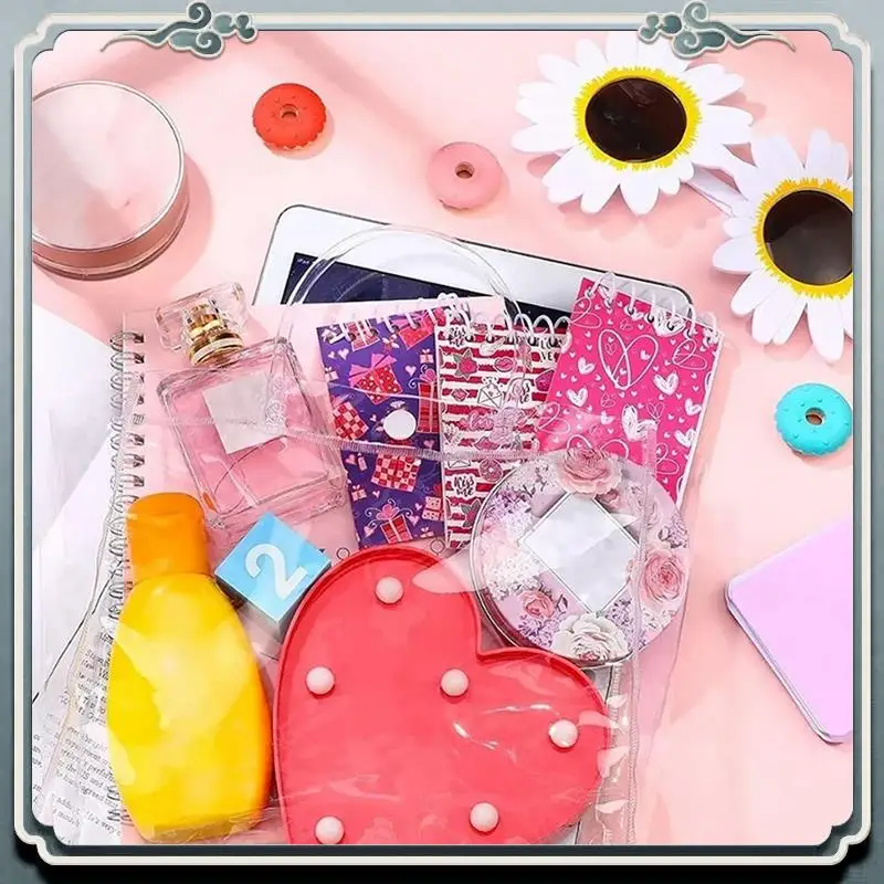 Durable 10Pcs Transparent Gift Bags With Handles Waterproof PVC Shopping Bags For Jewelry Candy Perfume Christmas Gift Wedding D
