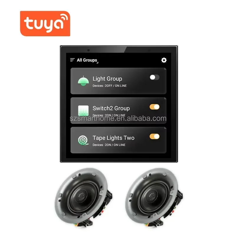 for Tuya 4 Inch Touch Screen Switch Multi-Functional Music Intelligent Audio Amplifiers Set 2*25W for Bluetooth Home Theater