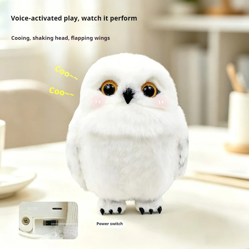Hedwig Owl Plush Toy Interactive Standing Shoulder Stuffed Animal Soft Fluffy Companion For Adult Bedroom Decor Collection view 2