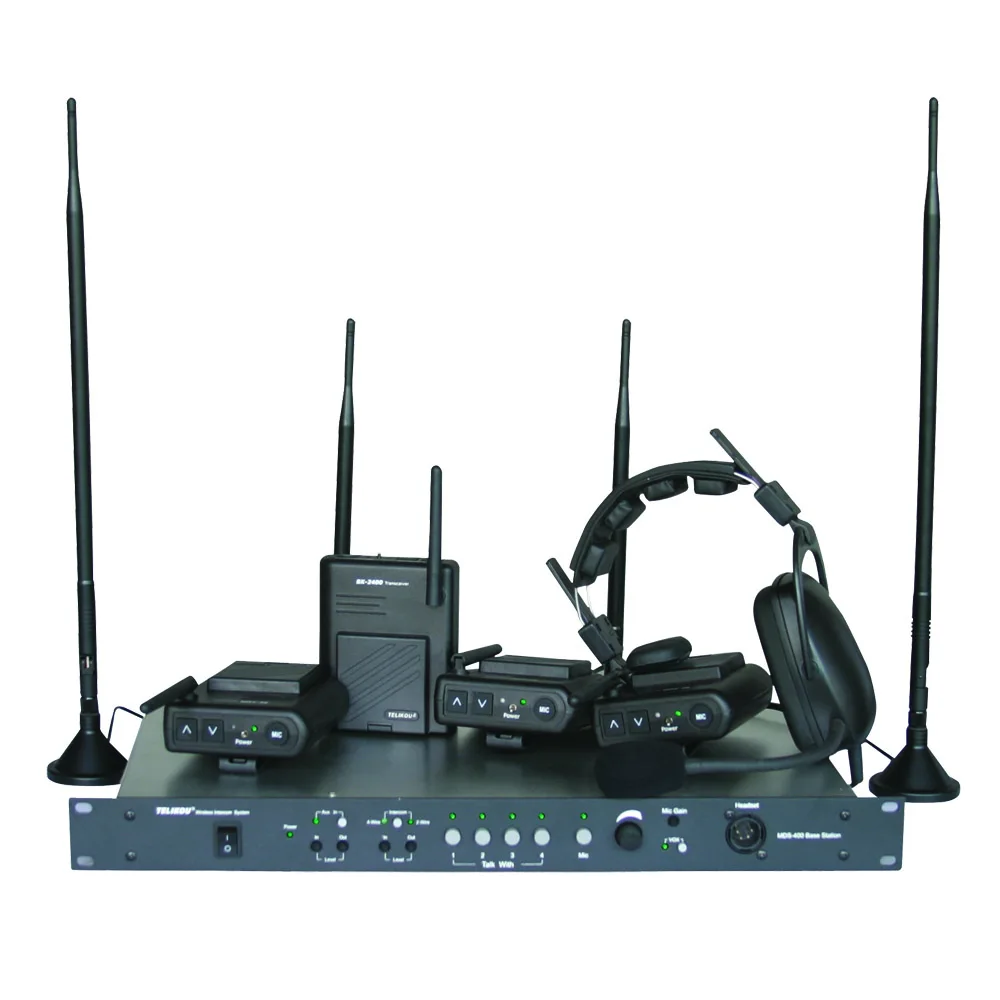 

TELIKOU MDS-400 | 2.4Ghz Wireless Intercom Package 4 Users Full Duplex Digital