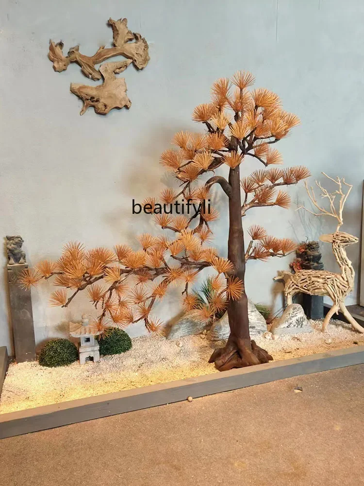 Simulation pine tree modeling tree landscape indoor landscaping fake tree new Chinese soft decoration zen ornament