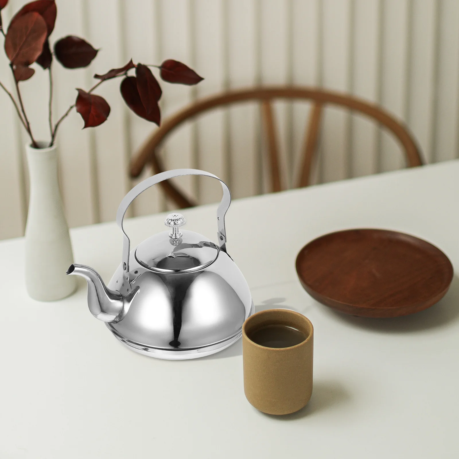 

Stainless Steel Teapot Pots Metal Water Kettle Old Fashioned Portable Restaurant