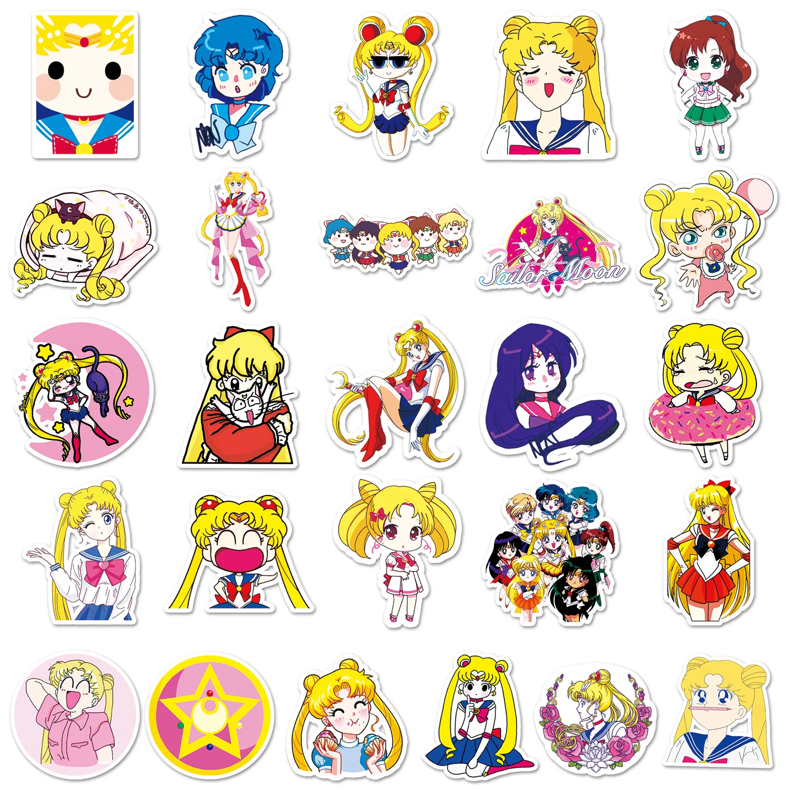 10/30/50 Uds pegatinas de dibujos animados de Sailor Moon pegatina de Anime japonés calcomanías divertidas DIY álbum de recortes equipaje portátil guitarra coche bicicleta juguetes para niños