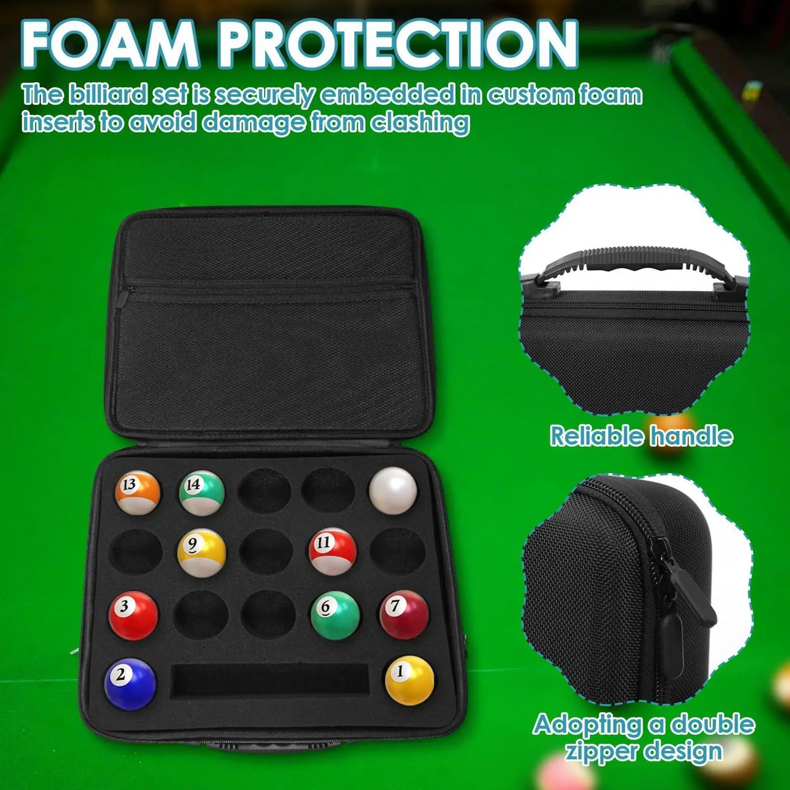 

Billiard Ball Case Large Capacity Bag With Shoulder Strap Padded Billiard Carrying Bags For Clubs Home Tournaments Travel