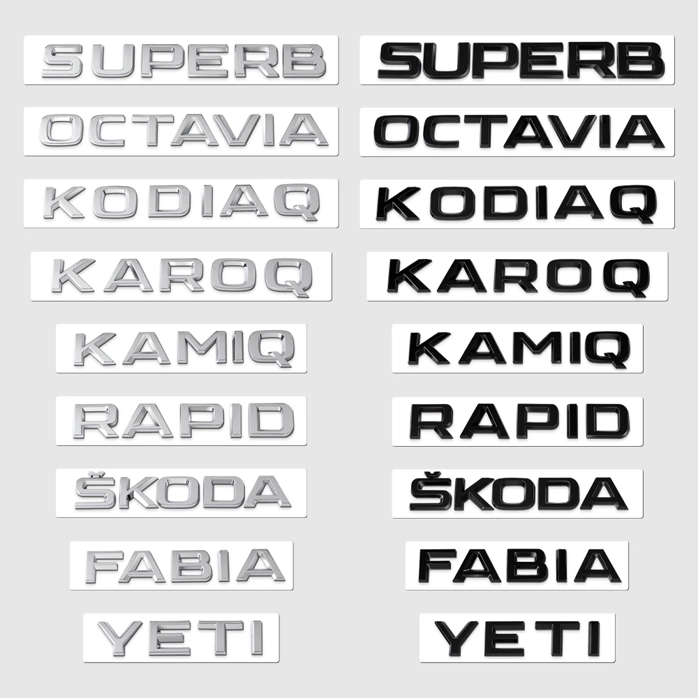 

3D ABS Chrome Car Rear Trunk Badge Decal Sticker Emblem for Skoda Fabia Kamiq Karoq Kodiaq Octavia Rapid Superb
