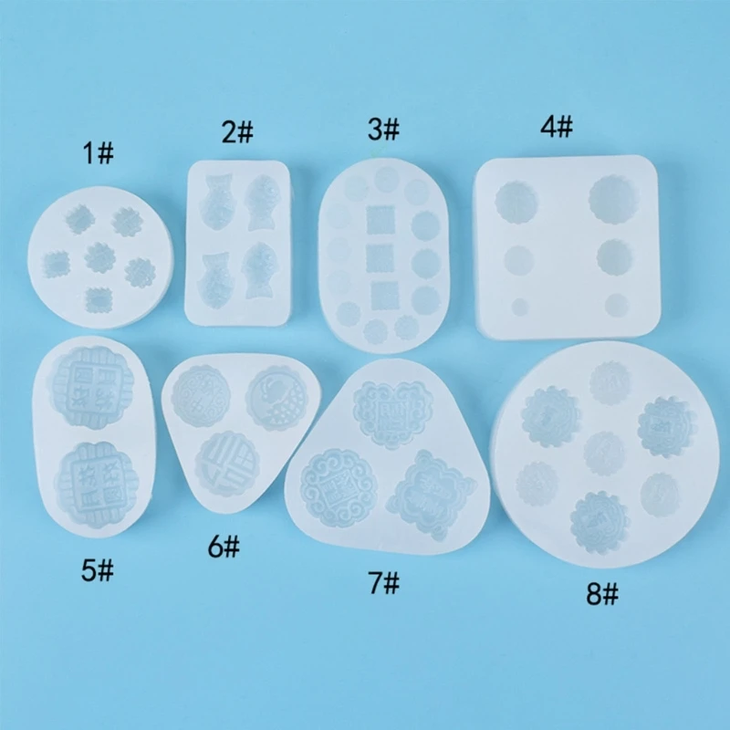 Kx4b mooncake molde silicone diy feito à mão cristal resina epóxi moldes ferramenta cozimento chocolate bolo açúcar