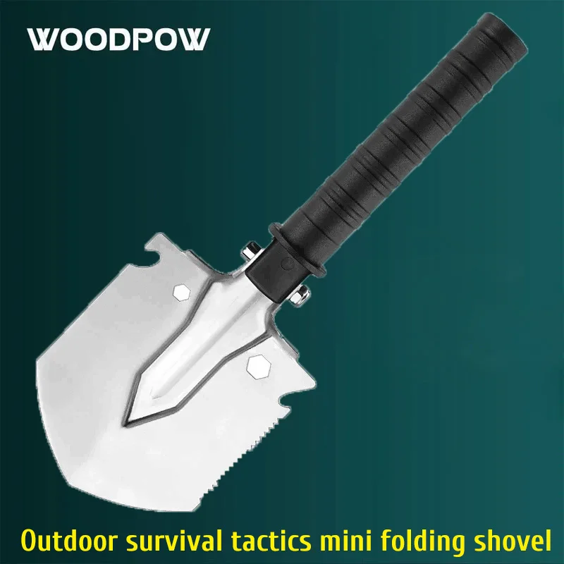 Outdoor folding shovel survival supplies, camping mini shovel tactical shovel emergency garden tool with compass